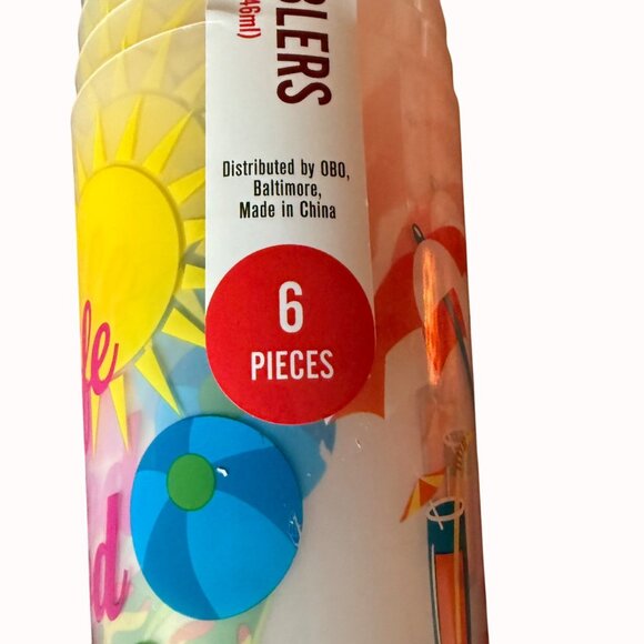 Summer Vibe Plastic Tumblers Set of 6 Life Is Good Drinkware Beach Colorful Cups - Picture 8 of 13